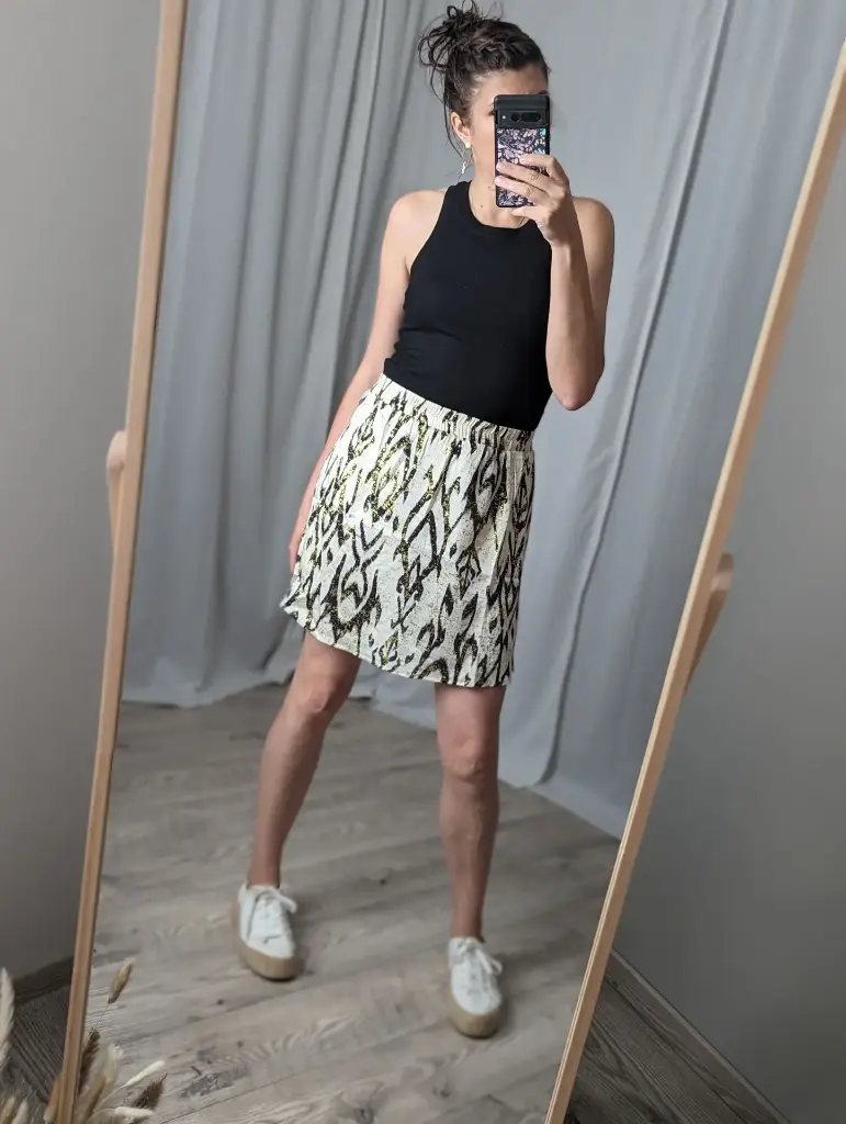 Jupe fluide noir doré