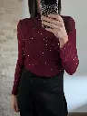 Sous pull pailleté bordeaux
