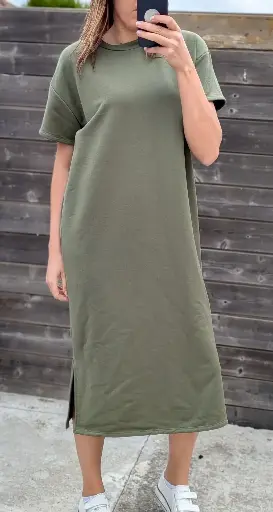 Robe t shirt long kaki