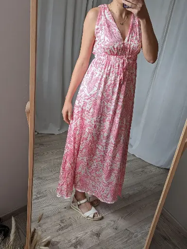 Robe longue rose