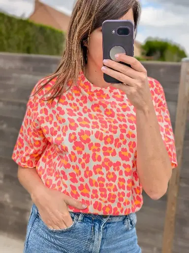 T-shirt Leopard Fushia